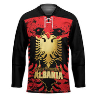 Albania Independence Day Hockey Jersey Dita e Pavaresise Map Grunge Style - Wonder Print Shop