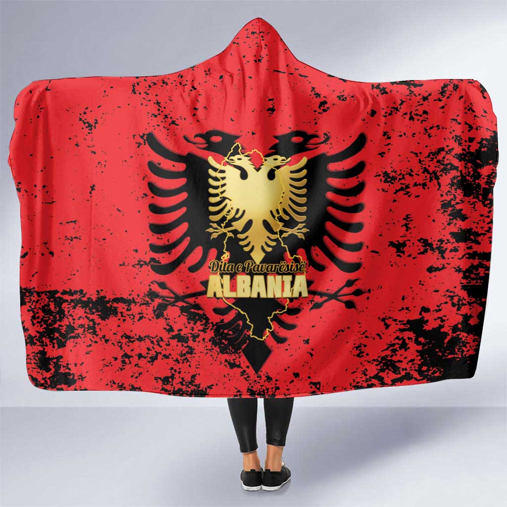 Albania Independence Day Hooded Blanket Dita e Pavaresise Map Grunge Style - Wonder Print Shop