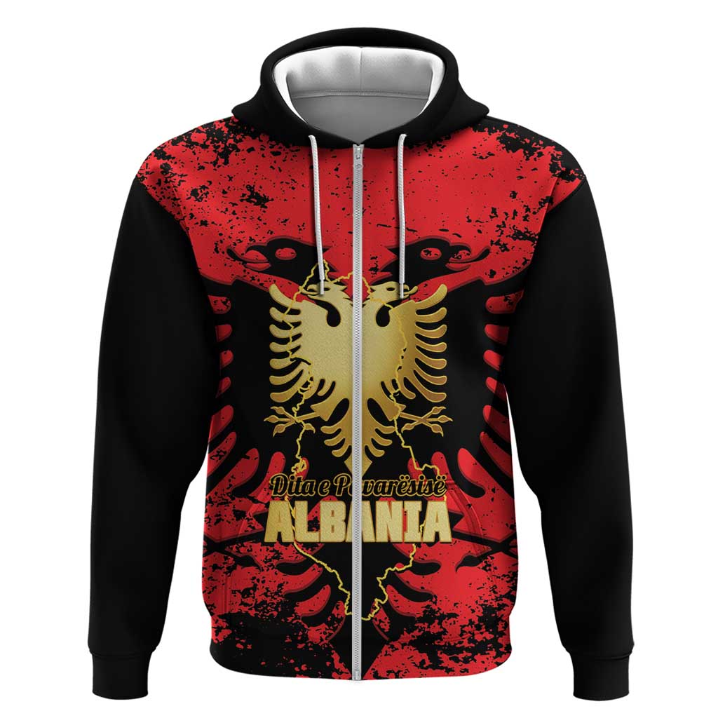 Albania Independence Day Hoodie Dita e Pavaresise Map Grunge Style - Wonder Print Shop