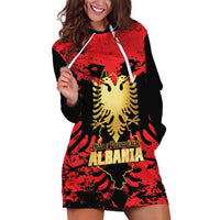 Albania Independence Day Hoodie Dress Dita e Pavaresise Map Grunge Style - Wonder Print Shop