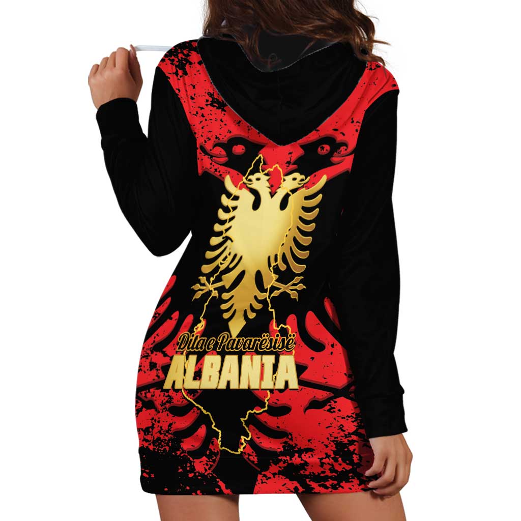 Albania Independence Day Hoodie Dress Dita e Pavaresise Map Grunge Style - Wonder Print Shop