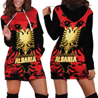 Albania Independence Day Hoodie Dress Dita e Pavaresise Map Grunge Style - Wonder Print Shop