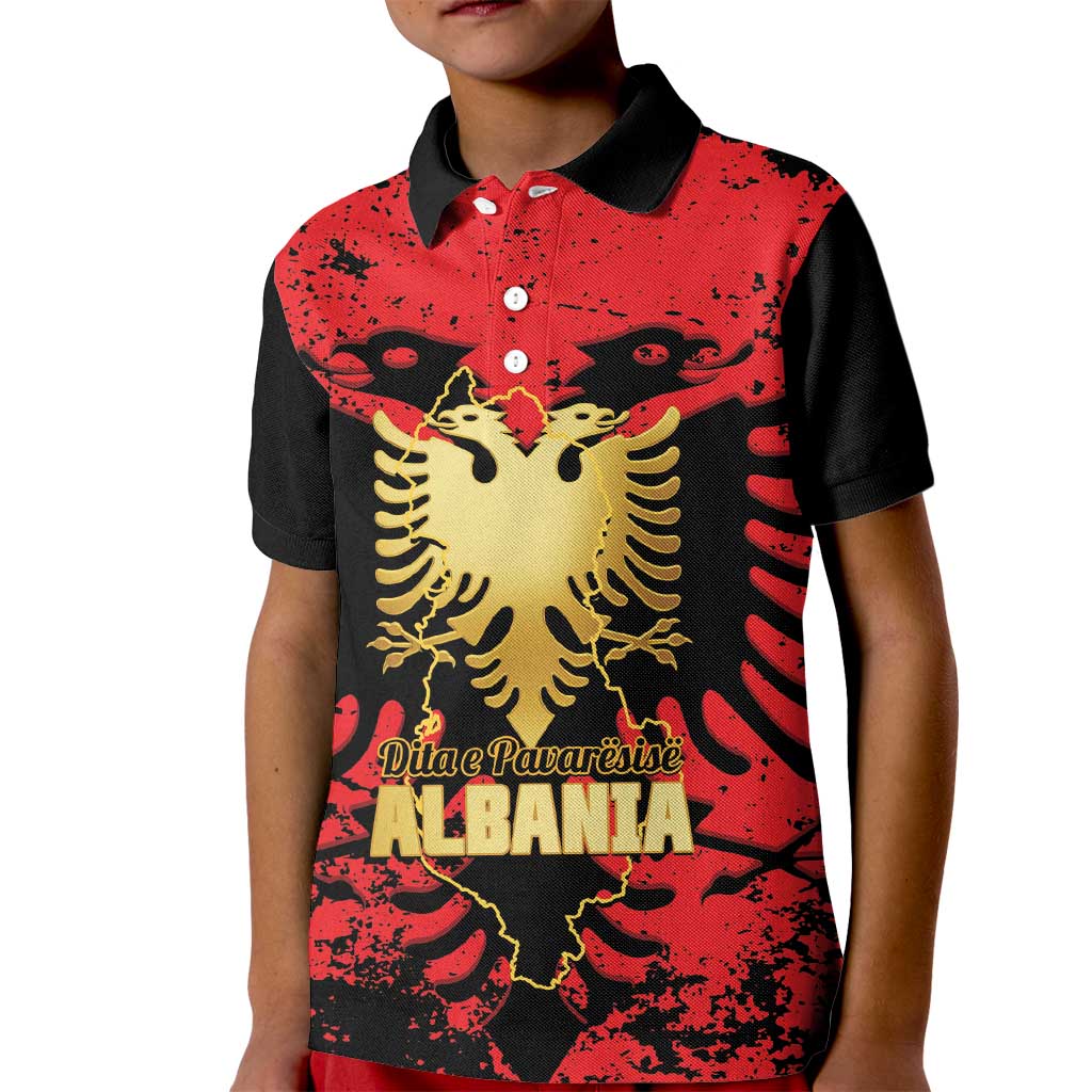 Albania Independence Day Kid Polo Shirt Dita e Pavaresise Map Grunge Style - Wonder Print Shop