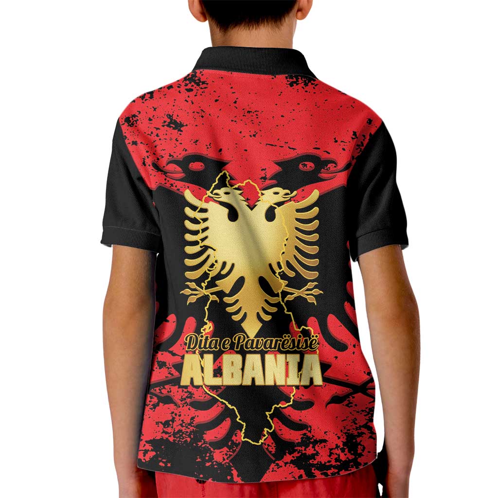 Albania Independence Day Kid Polo Shirt Dita e Pavaresise Map Grunge Style - Wonder Print Shop