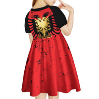 Albania Independence Day Kid Short Sleeve Dress Dita e Pavaresise Map Grunge Style - Wonder Print Shop
