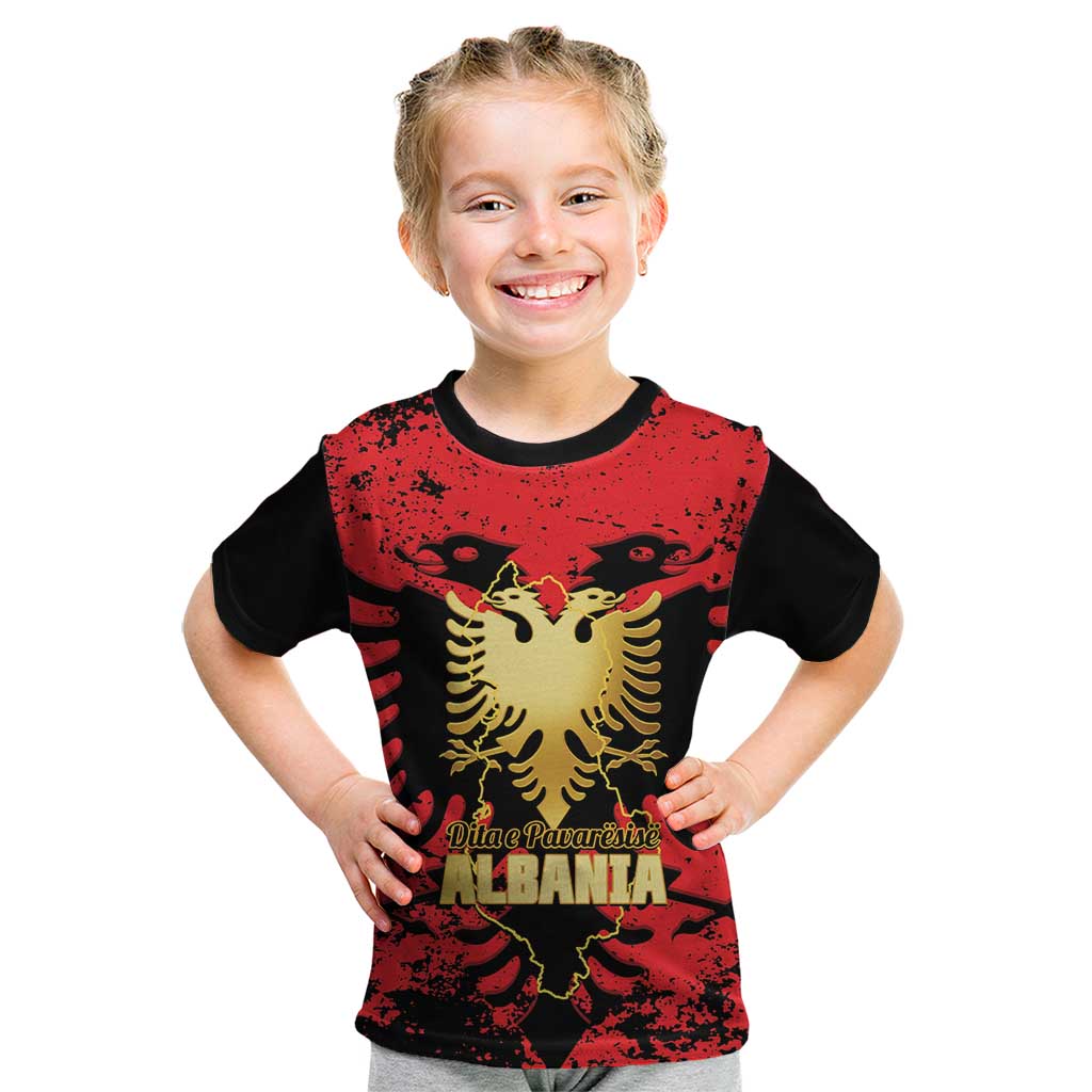 Albania Independence Day Kid T Shirt Dita e Pavaresise Map Grunge Style - Wonder Print Shop