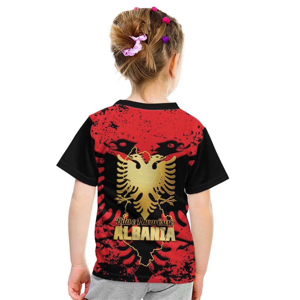Albania Independence Day Kid T Shirt Dita e Pavaresise Map Grunge Style - Wonder Print Shop