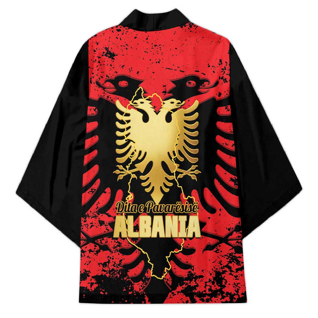 Albania Independence Day Kimono Dita e Pavaresise Map Grunge Style - Wonder Print Shop