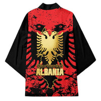 Albania Independence Day Kimono Dita e Pavaresise Map Grunge Style - Wonder Print Shop
