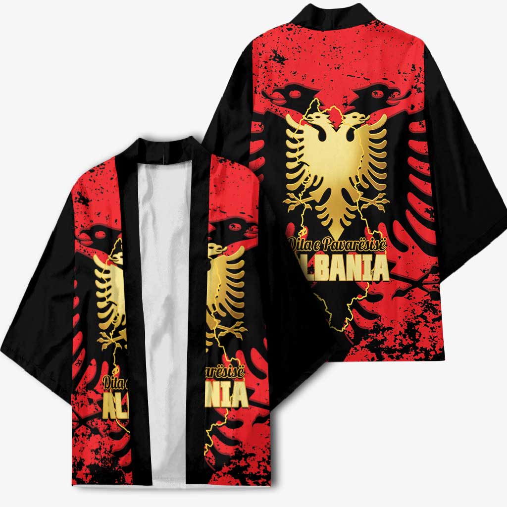 Albania Independence Day Kimono Dita e Pavaresise Map Grunge Style - Wonder Print Shop