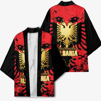 Albania Independence Day Kimono Dita e Pavaresise Map Grunge Style - Wonder Print Shop