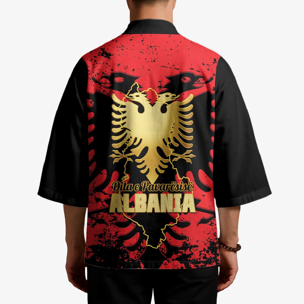 Albania Independence Day Kimono Dita e Pavaresise Map Grunge Style - Wonder Print Shop