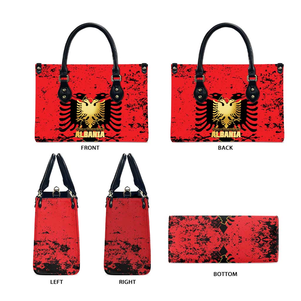 Albania Independence Day Leather Bag Dita e Pavaresise Map Grunge Style - Wonder Print Shop