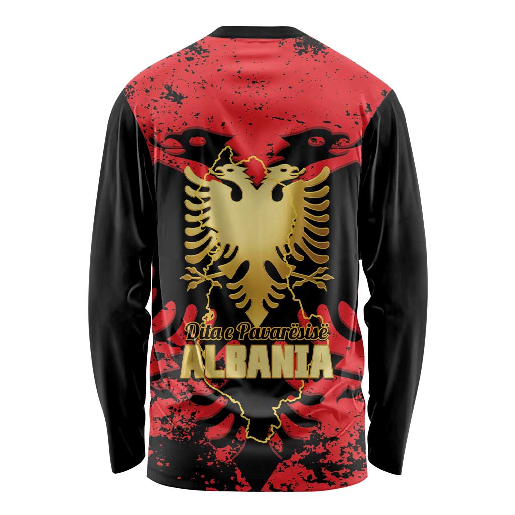 Albania Independence Day Long Sleeve Shirt Dita e Pavaresise Map Grunge Style - Wonder Print Shop