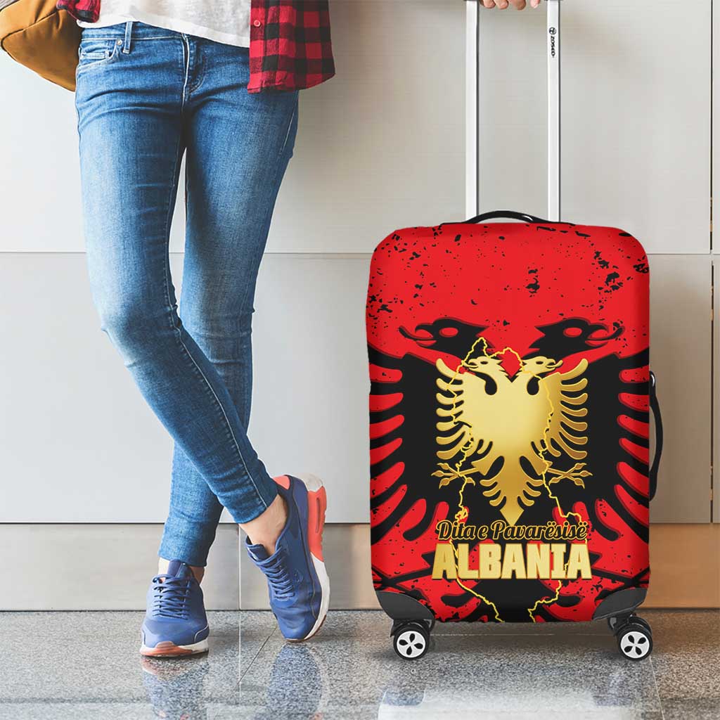 Albania Independence Day Luggage Cover Dita e Pavaresise Map Grunge Style - Wonder Print Shop