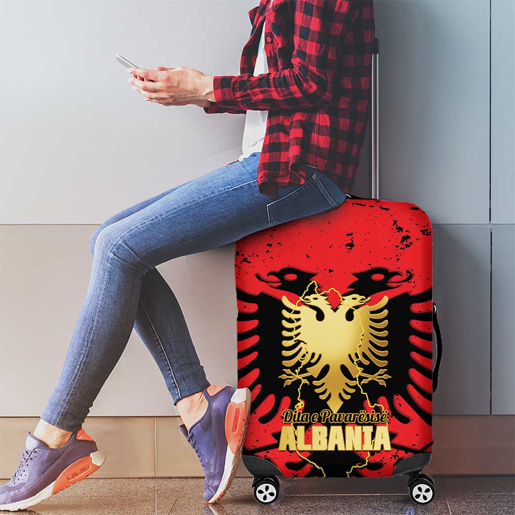 Albania Independence Day Luggage Cover Dita e Pavaresise Map Grunge Style - Wonder Print Shop