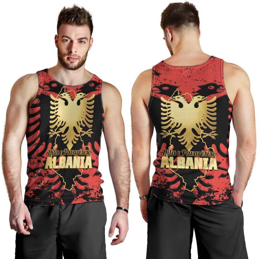 Albania Independence Day Men Tank Top Dita e Pavaresise Map Grunge Style - Wonder Print Shop