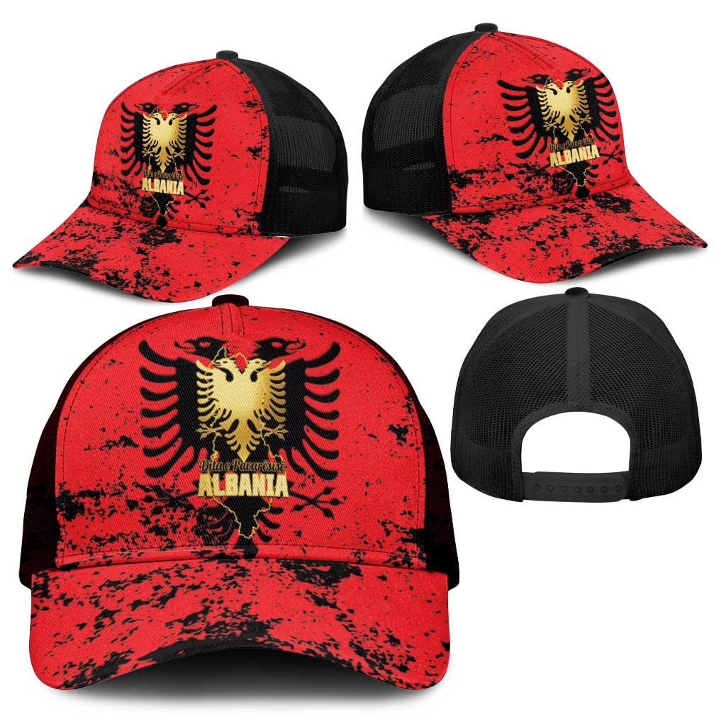 Albania Independence Day Mesh Trucker Cap Dita e Pavaresise Map Grunge Style - Wonder Print Shop