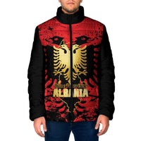 Albania Independence Day Padded Jacket Dita e Pavaresise Map Grunge Style - Wonder Print Shop