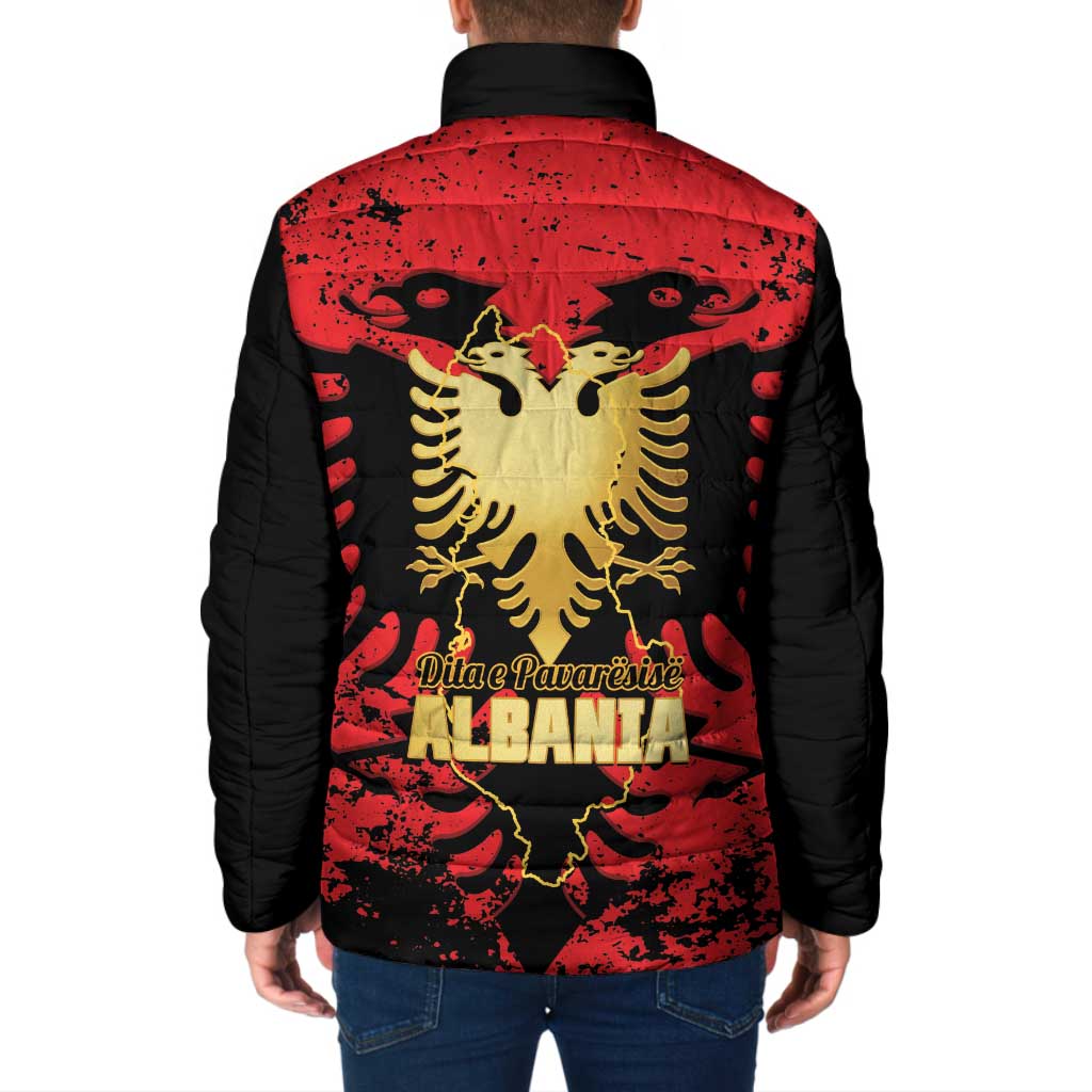 Albania Independence Day Padded Jacket Dita e Pavaresise Map Grunge Style - Wonder Print Shop