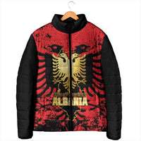 Albania Independence Day Padded Jacket Dita e Pavaresise Map Grunge Style - Wonder Print Shop