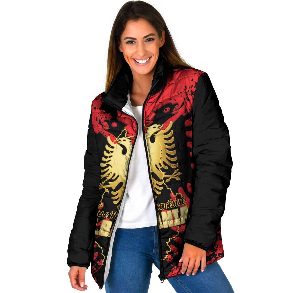 Albania Independence Day Padded Jacket Dita e Pavaresise Map Grunge Style - Wonder Print Shop