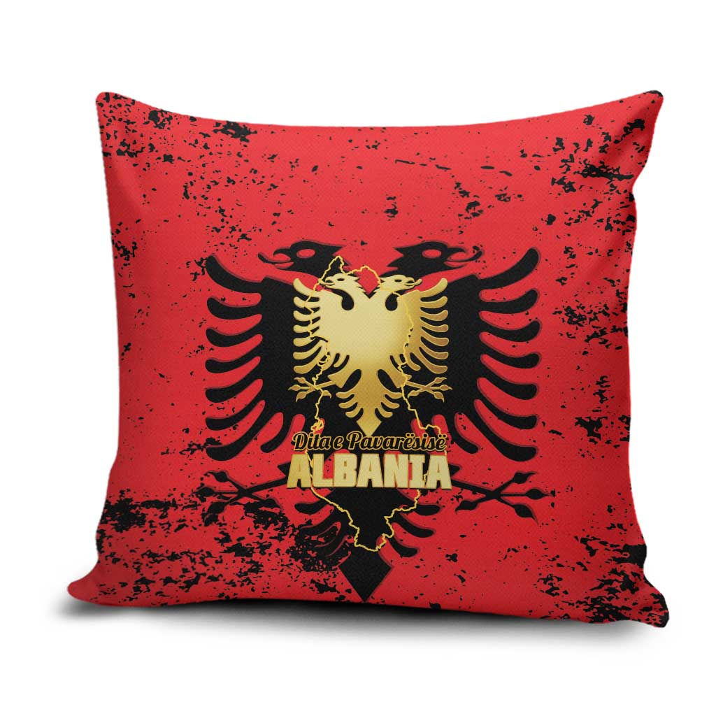 Albania Independence Day Pillow Cover Dita e Pavaresise Map Grunge Style - Wonder Print Shop