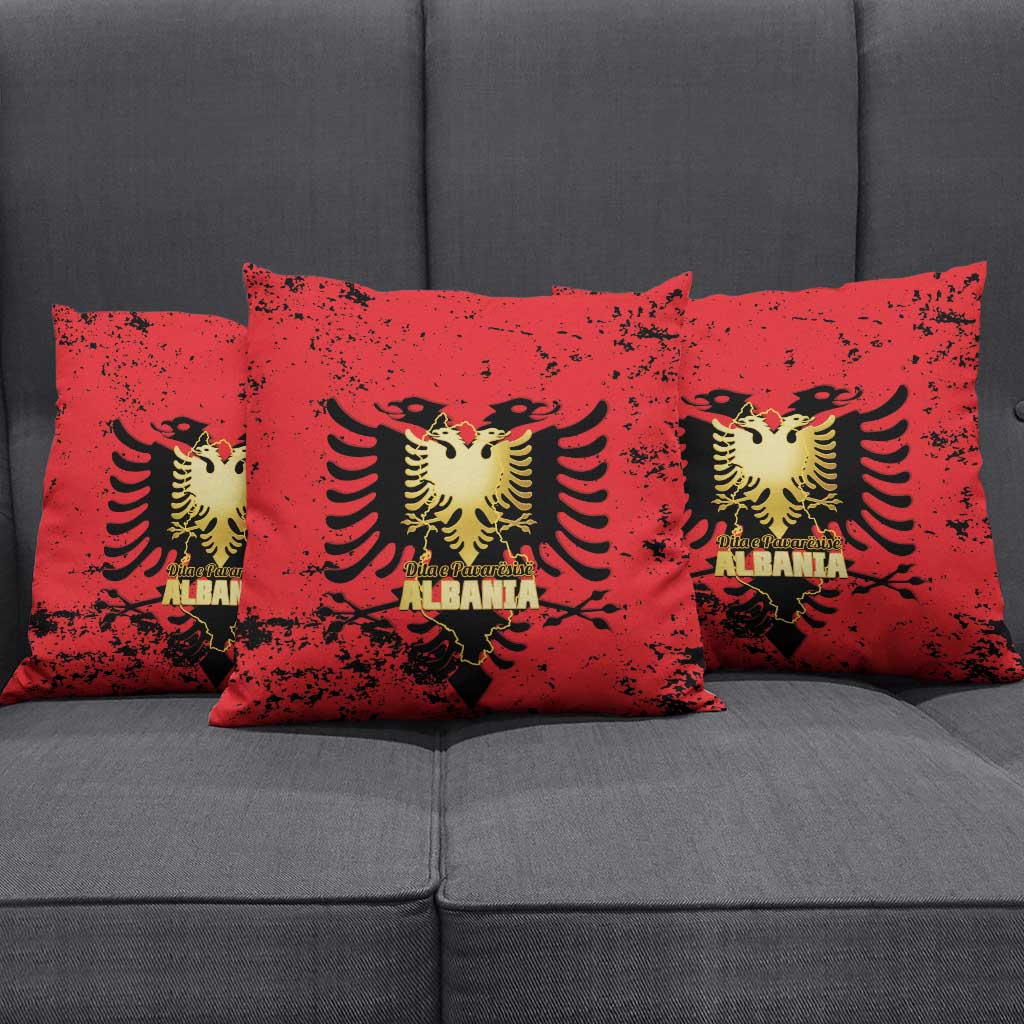 Albania Independence Day Pillow Cover Dita e Pavaresise Map Grunge Style - Wonder Print Shop