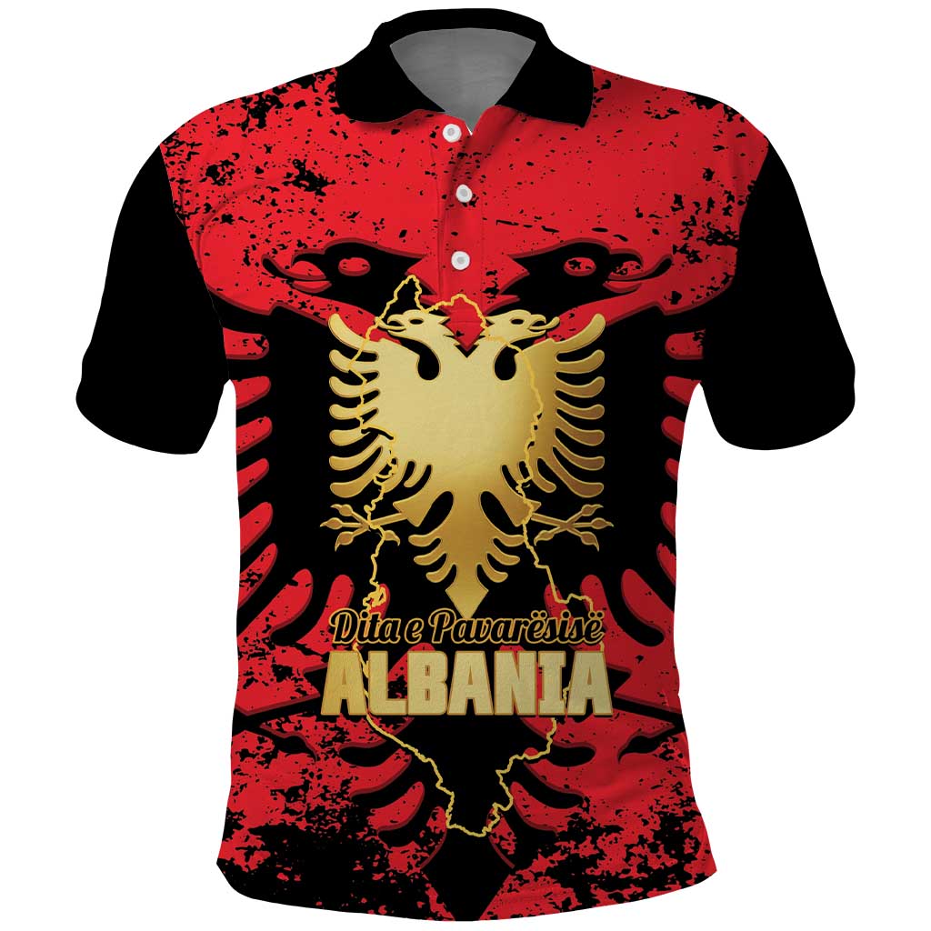 Albania Independence Day Polo Shirt Dita e Pavaresise Map Grunge Style - Wonder Print Shop
