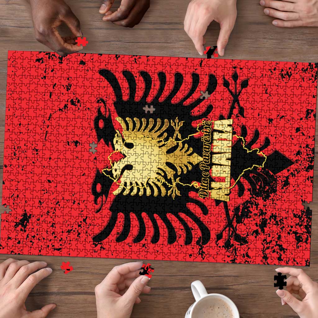 Albania Independence Day Puzzle Dita e Pavaresise Map Grunge Style - Wonder Print Shop