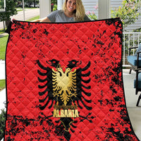 Albania Independence Day Quilt Dita e Pavaresise Map Grunge Style - Wonder Print Shop
