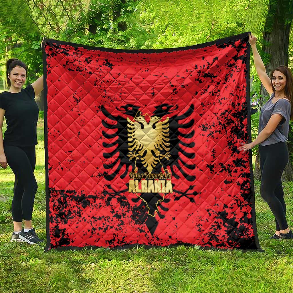 Albania Independence Day Quilt Dita e Pavaresise Map Grunge Style - Wonder Print Shop