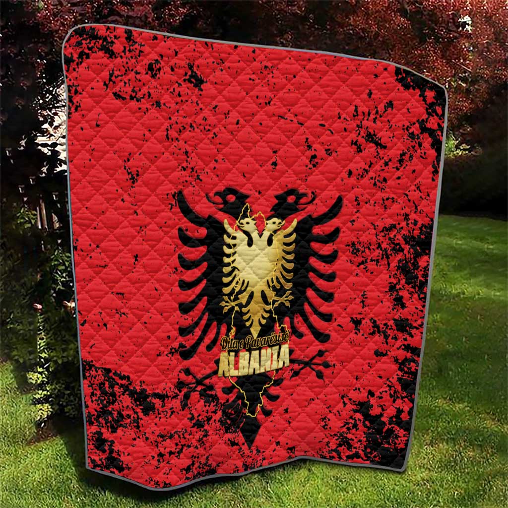 Albania Independence Day Quilt Dita e Pavaresise Map Grunge Style - Wonder Print Shop