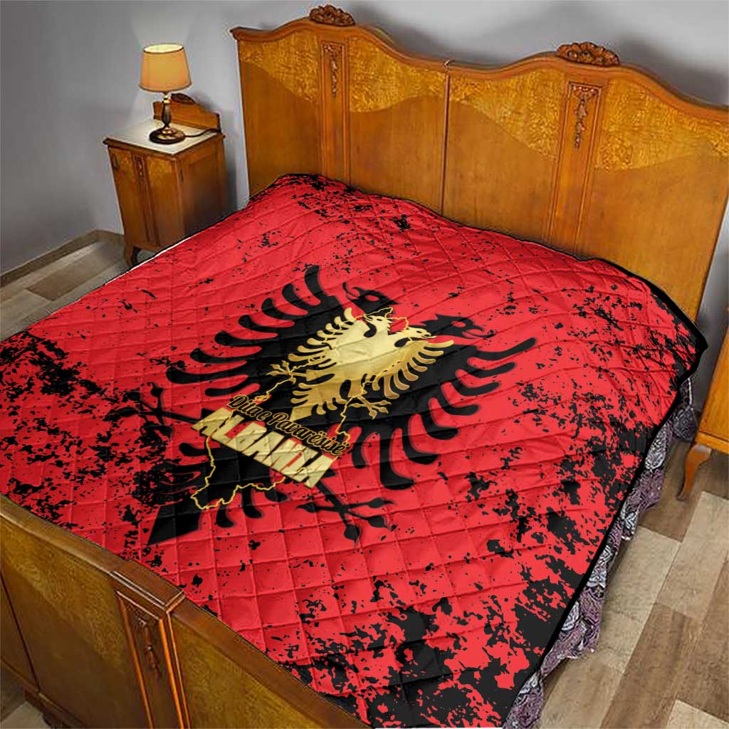 Albania Independence Day Quilt Dita e Pavaresise Map Grunge Style - Wonder Print Shop