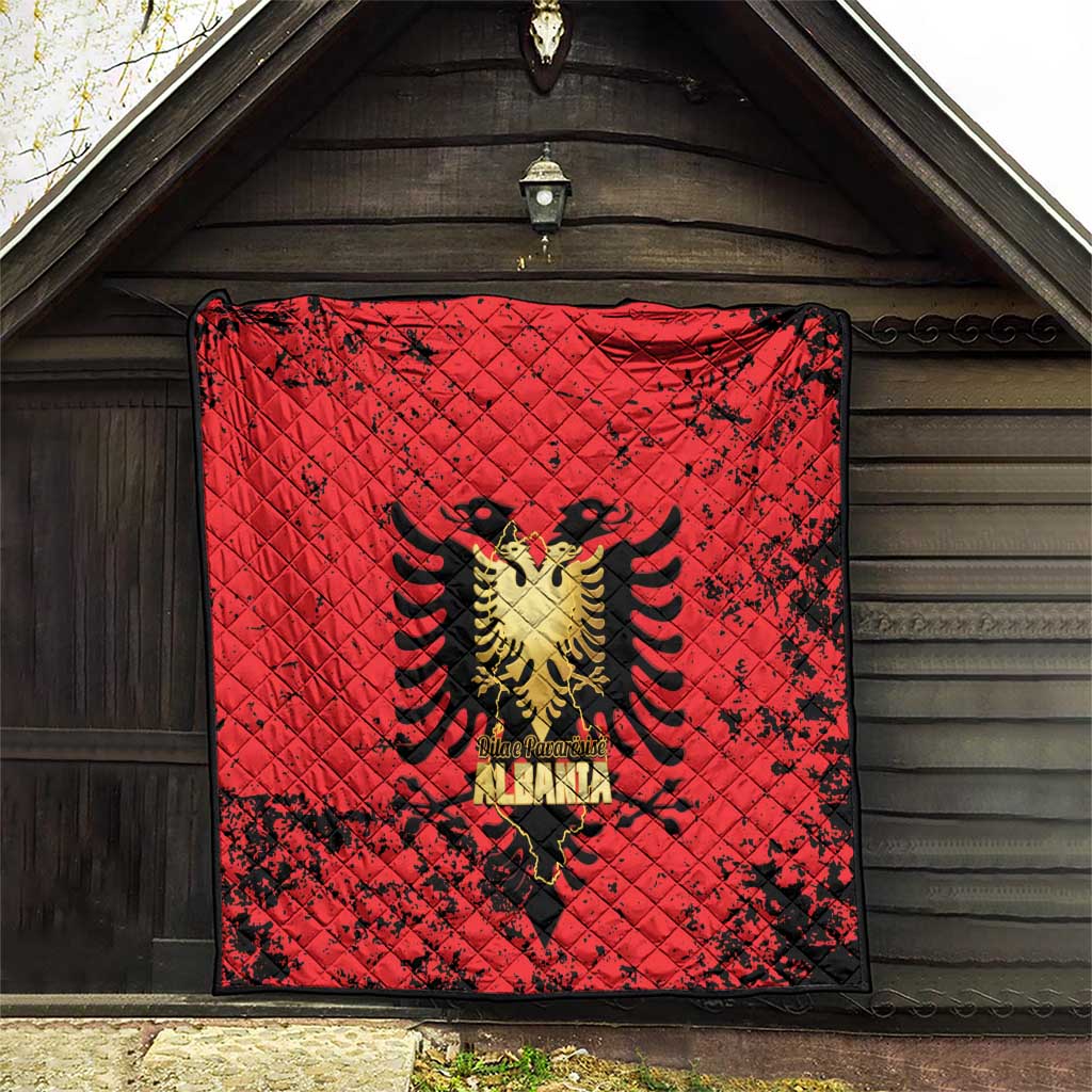 Albania Independence Day Quilt Dita e Pavaresise Map Grunge Style - Wonder Print Shop