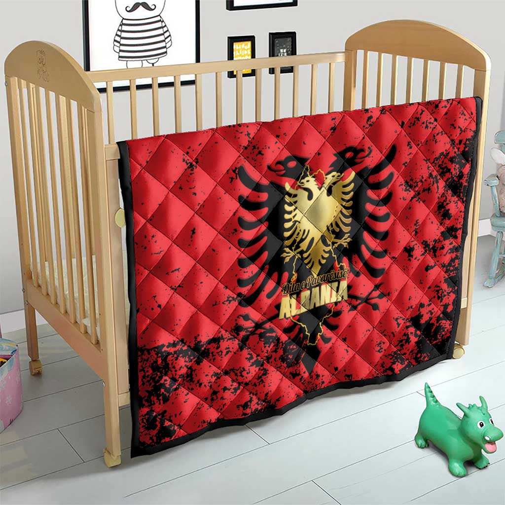 Albania Independence Day Quilt Dita e Pavaresise Map Grunge Style - Wonder Print Shop