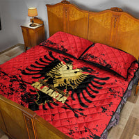 Albania Independence Day Quilt Bed Set Dita e Pavaresise Map Grunge Style - Wonder Print Shop