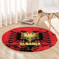 Albania Independence Day Round Carpet Dita e Pavaresise Map Grunge Style - Wonder Print Shop
