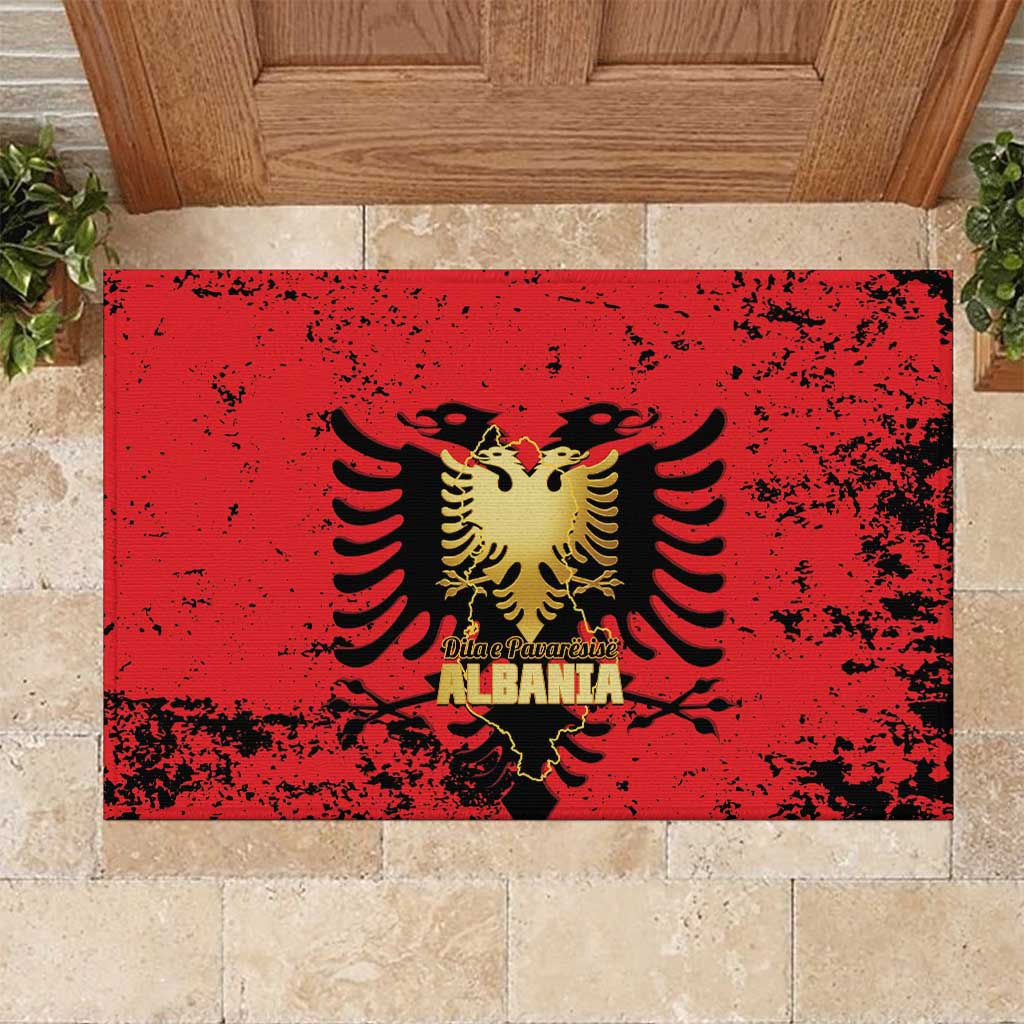 Albania Independence Day Rubber Doormat Dita e Pavaresise Map Grunge Style - Wonder Print Shop