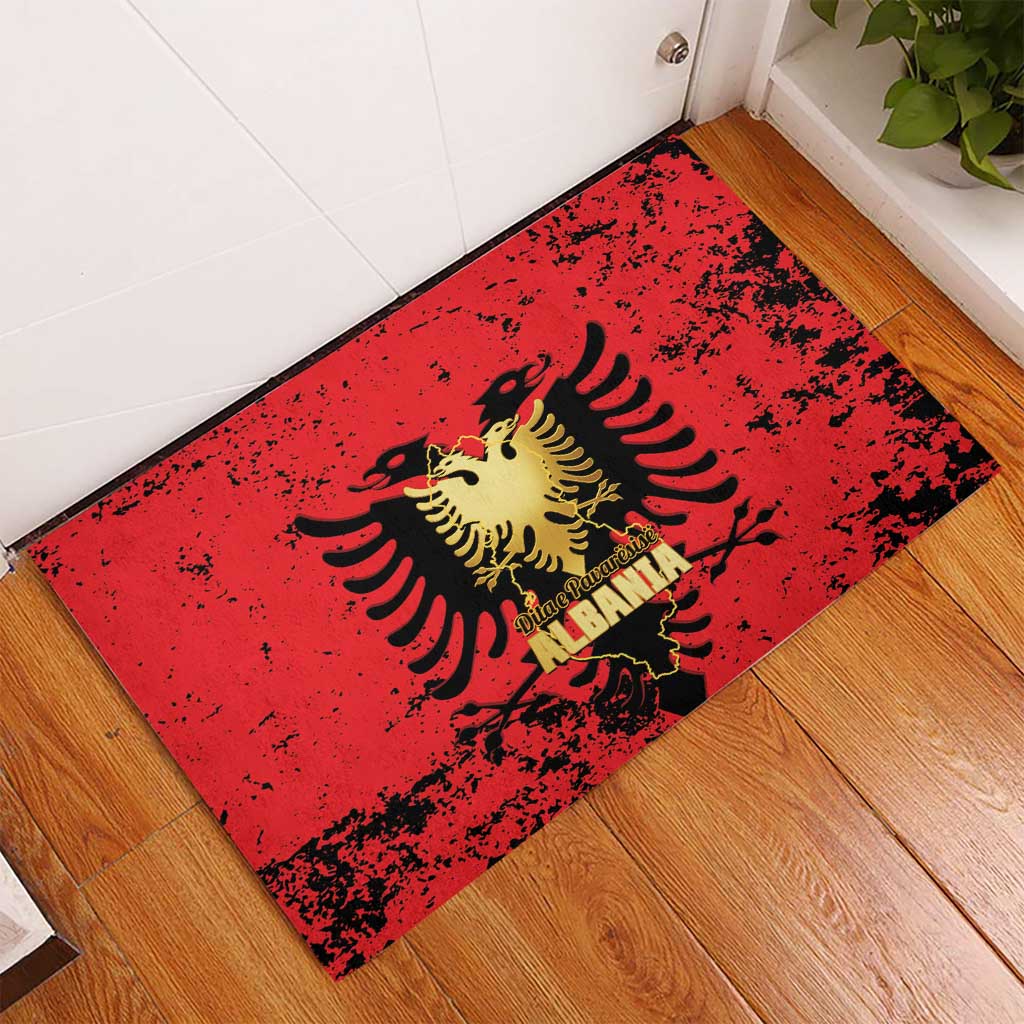 Albania Independence Day Rubber Doormat Dita e Pavaresise Map Grunge Style - Wonder Print Shop