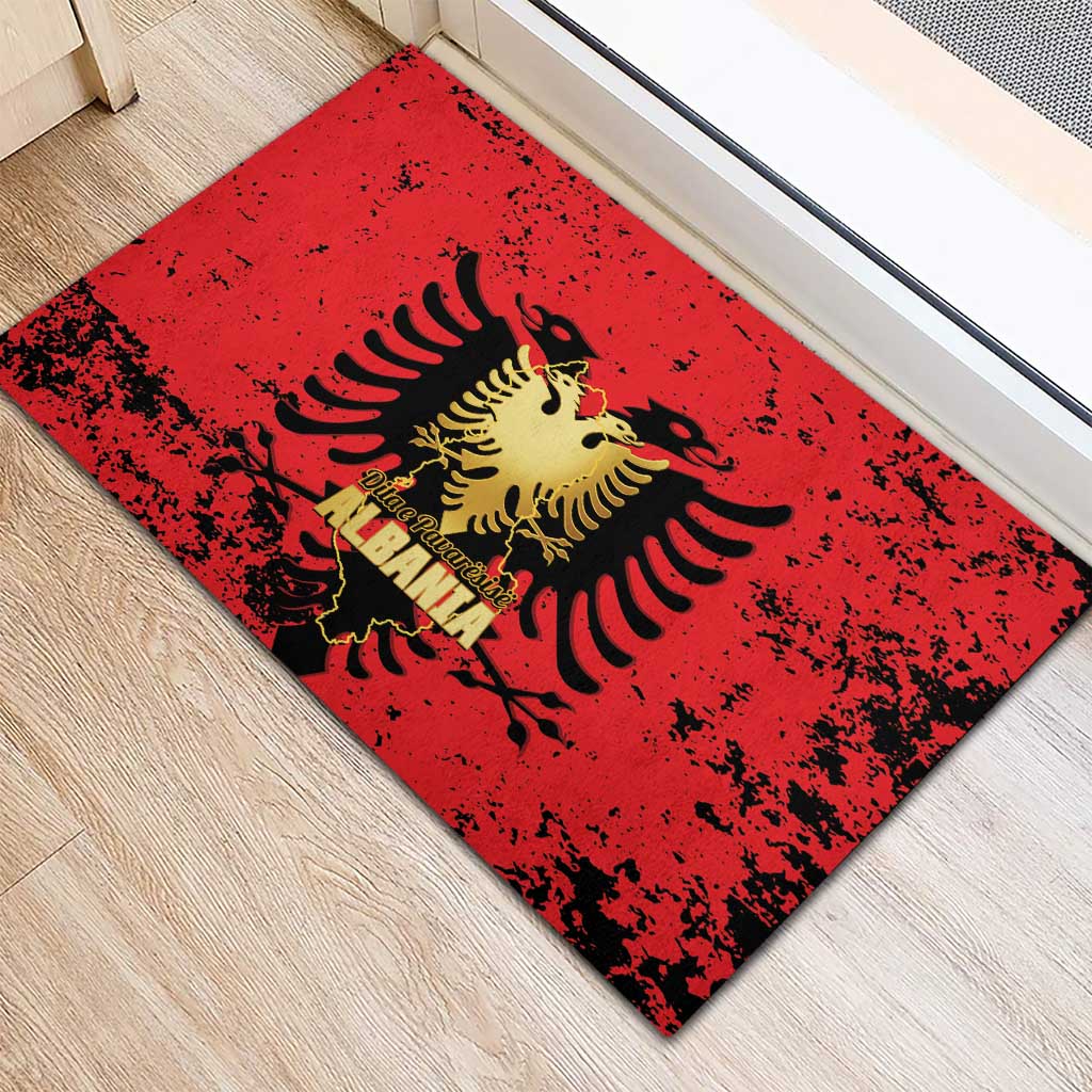 Albania Independence Day Rubber Doormat Dita e Pavaresise Map Grunge Style - Wonder Print Shop