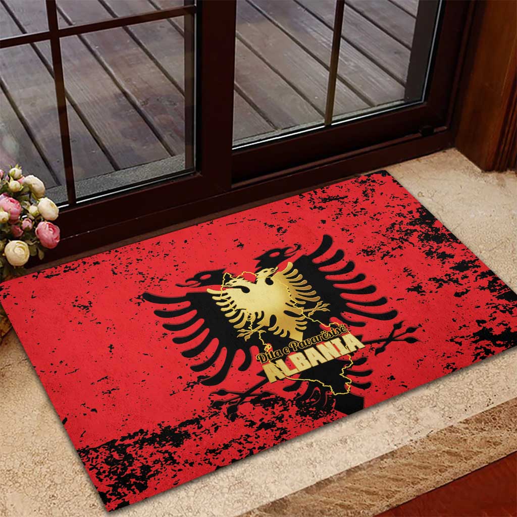 Albania Independence Day Rubber Doormat Dita e Pavaresise Map Grunge Style - Wonder Print Shop