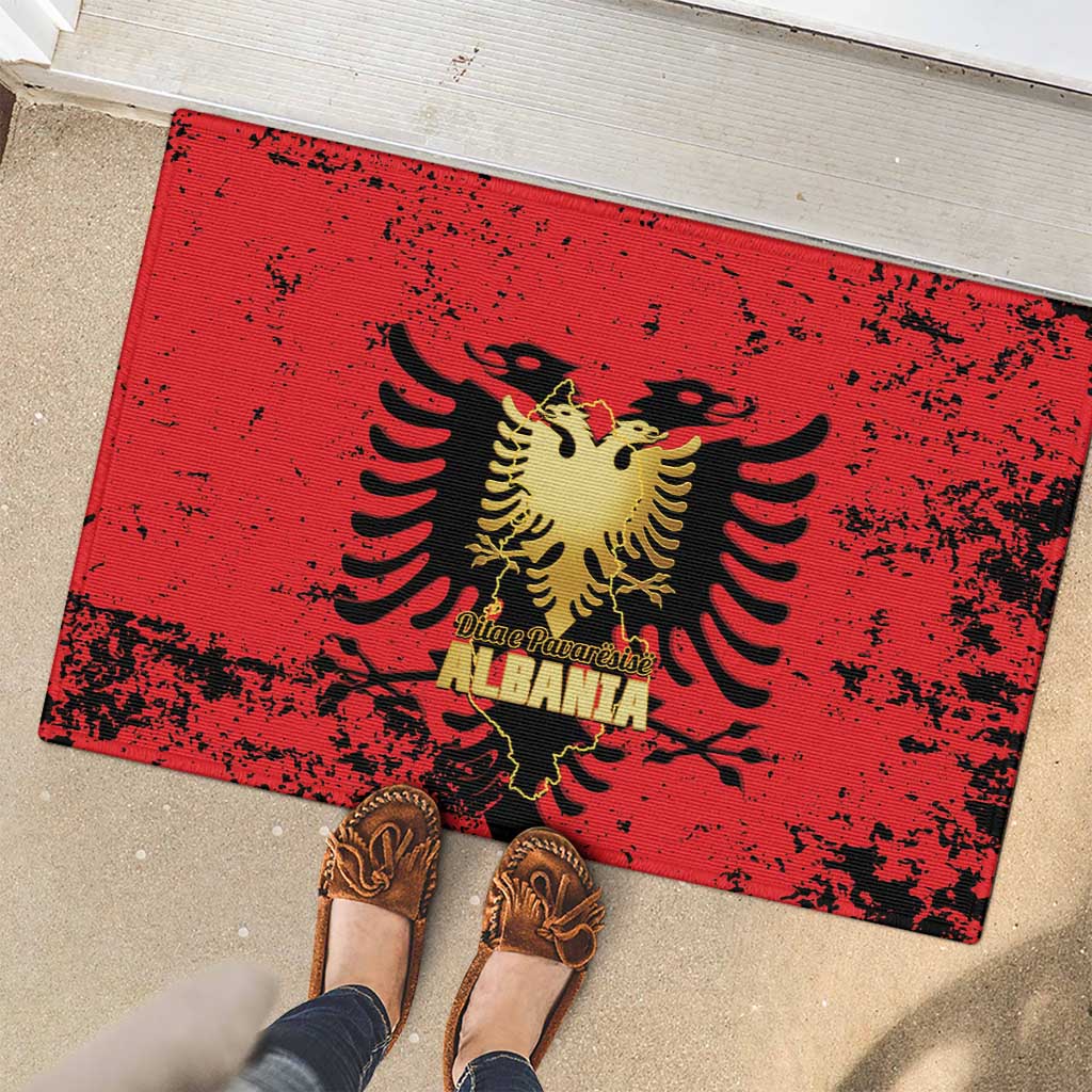 Albania Independence Day Rubber Doormat Dita e Pavaresise Map Grunge Style - Wonder Print Shop
