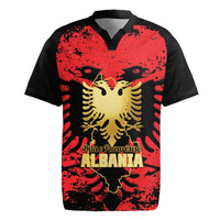 Albania Independence Day Rugby Jersey Dita e Pavaresise Map Grunge Style - Wonder Print Shop