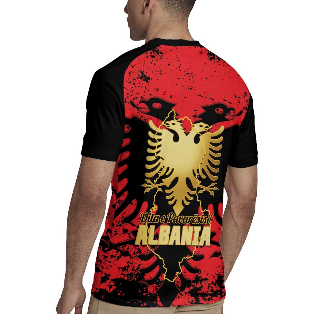 Albania Independence Day Rugby Jersey Dita e Pavaresise Map Grunge Style - Wonder Print Shop