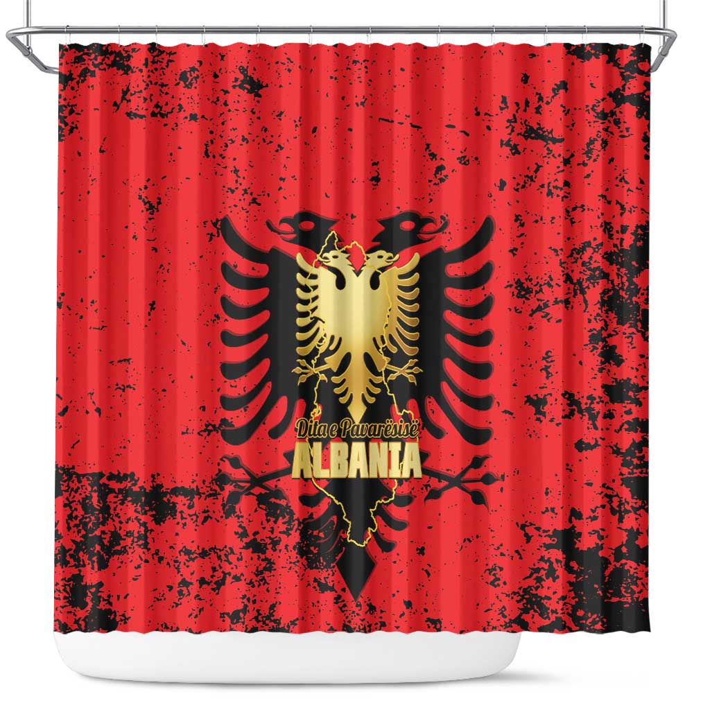 Albania Independence Day Shower Curtain Dita e Pavaresise Map Grunge Style - Wonder Print Shop