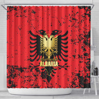 Albania Independence Day Shower Curtain Dita e Pavaresise Map Grunge Style - Wonder Print Shop