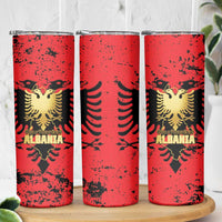 Albania Independence Day Skinny Tumbler Dita e Pavaresise Map Grunge Style - Wonder Print Shop