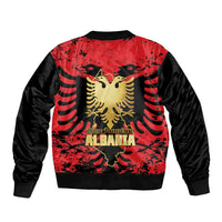 Albania Independence Day Sleeve Zip Bomber Jacket Dita e Pavaresise Map Grunge Style - Wonder Print Shop