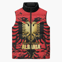 Albania Independence Day Sleeveless Puffer Jacket Dita e Pavaresise Map Grunge Style - Wonder Print Shop